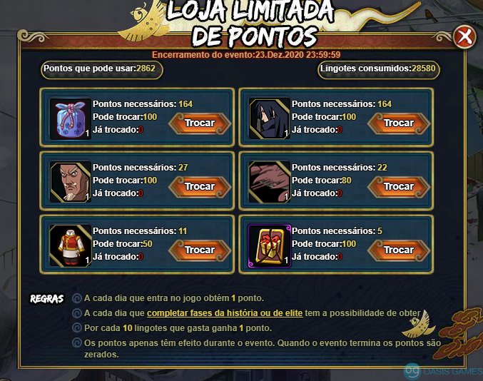 Loja de pontos limitada