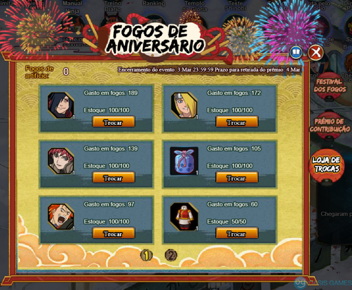 Fogos de aniversario - premio